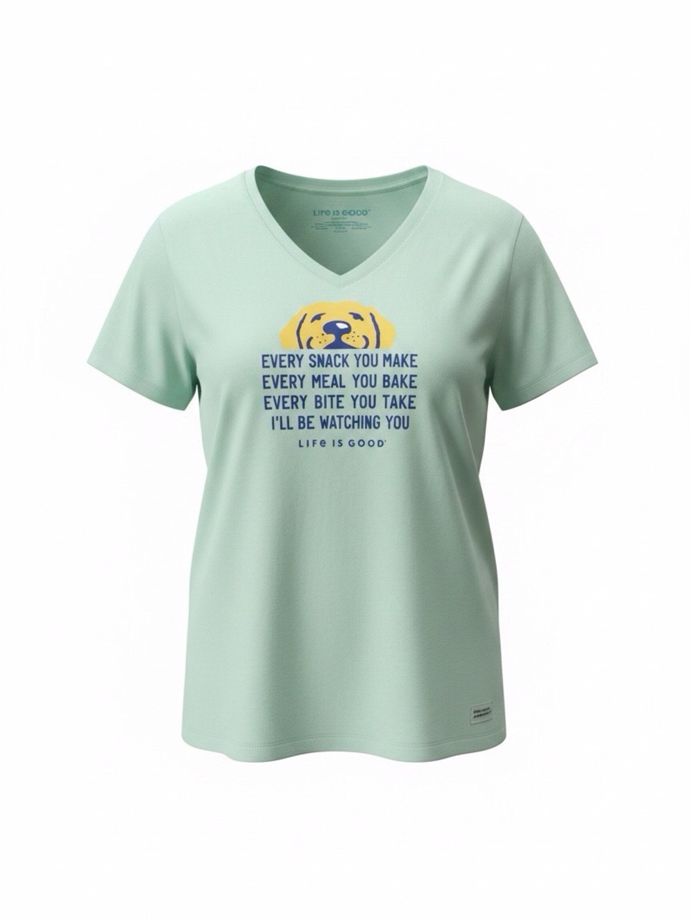 Life Is Good Mint Green V-Neck Tee with Yellow Dog Print NWT - Picture 11 of 12